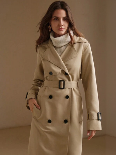 Jacqueline | Eleganter langer Trenchcoat in Beige