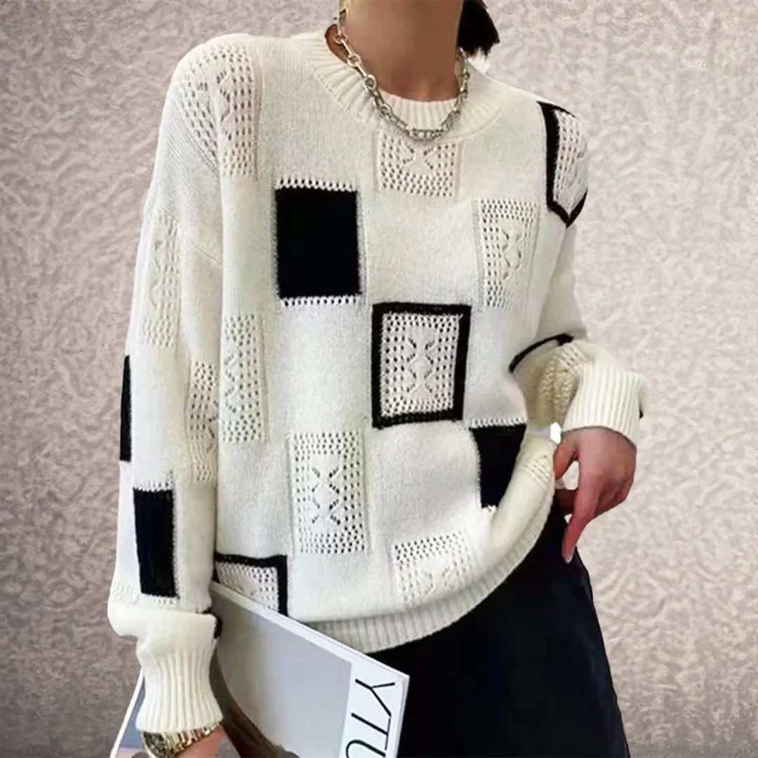 Leona | Strickpullover mit Patchwork-Design