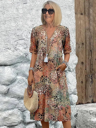 Lina | Midikleid mit Print – Boho Summer Stil