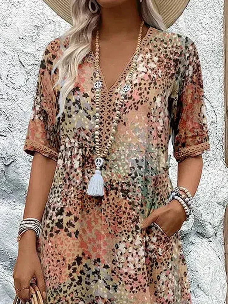 Lina | Midikleid mit Print – Boho Summer Stil