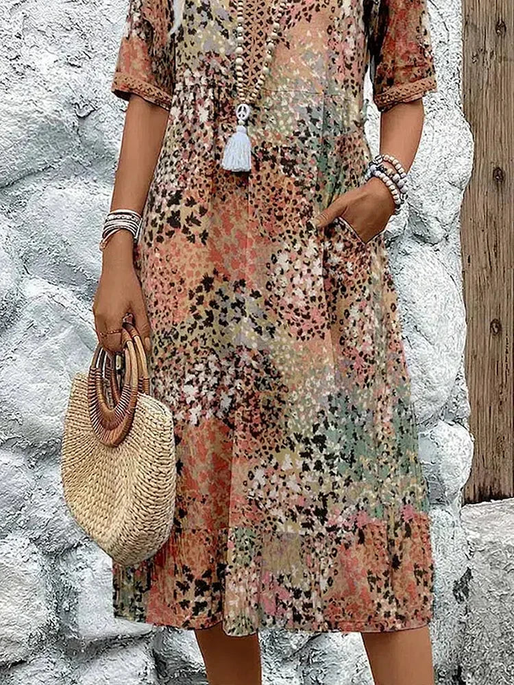 Lina | Midikleid mit Print – Boho Summer Stil