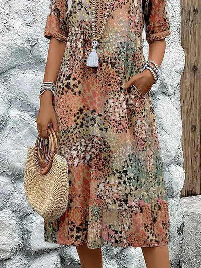 Lina | Midikleid mit Print – Boho Summer Stil