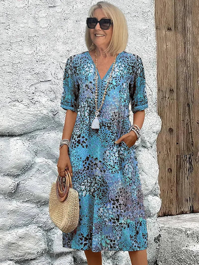 Lina | Midikleid mit Print – Boho Summer Stil