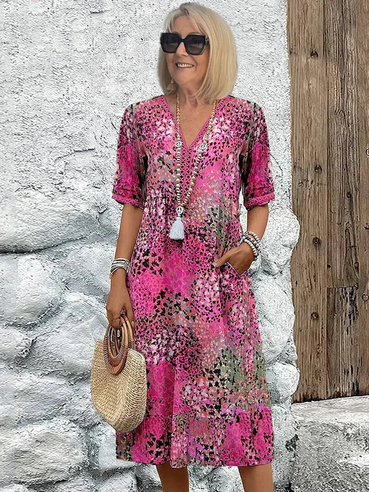 Lina | Midikleid mit Print – Boho Summer Stil