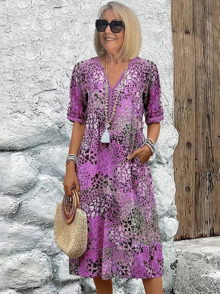 Lina | Midikleid mit Print – Boho Summer Stil