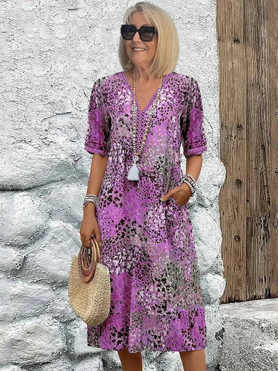 Lina | Midikleid mit Print – Boho Summer Stil